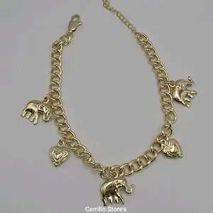 ELEPHANT'S WITH HEART'S bracelet beautiful style gold-plated fashion design 8"inches