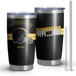 Pittsburgh Tumbler Cup - Pittsburgh Gifts for Men - 20 OZ Insulated Stainless Steel Coffee Travel Mug with Lid and Straw