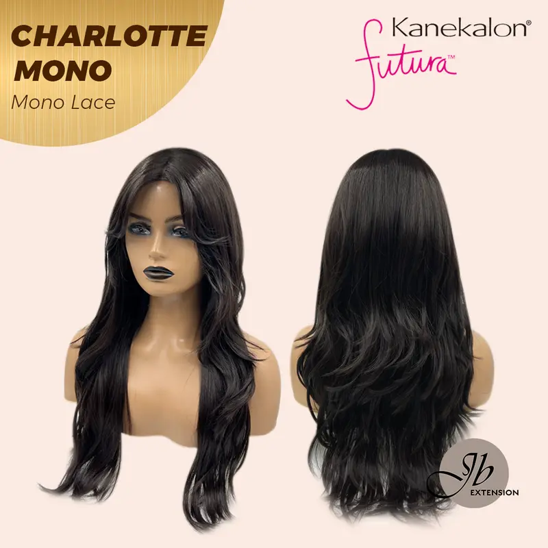JBEXTENSION CHARLOTTE MONO Partial Monofilament Wig 22 Inches Natural Black Partial Mono Lace Glueless Wig CHARLOTTE MONO【BENDY EAR TABS】