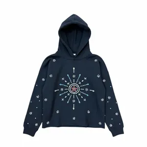 Focus Starburst Crystal Cropped Hoodie (Black) – 80772S
