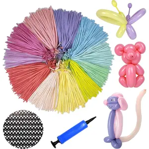 100-Pack 260Q Twisting Balloons – Long Pastel Latex Balloons for Balloon Animals, Parties, Weddings & Events