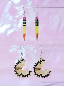 Pencil & Pencil Shavings Shaped Dangle Earrings, Cute Preppy Acrylic Drop Earrings for Women & Girls, Fashion Trendy Exquisite Jewelry for Party for Gift
