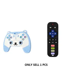 Simulation remote control shape teether & cute game controller shape sensory teether, 1 counts silicone teething toys,Teether with multiple textures for chewing,educational chew toy