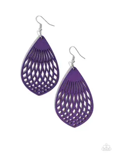 ​Caribbean Coral - Purple Wooden Earrings