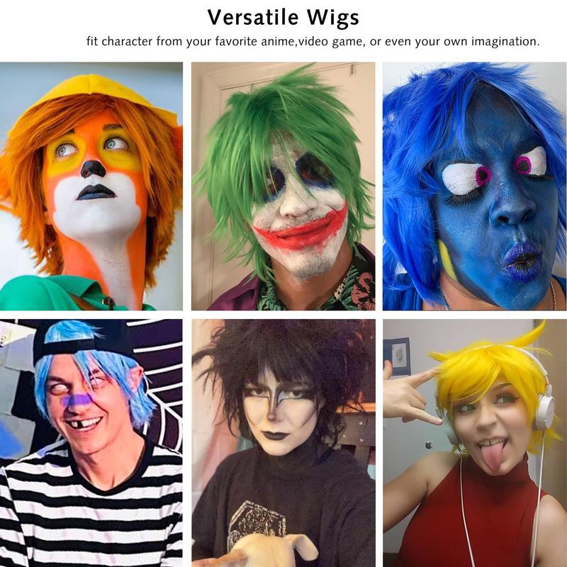 CHRISTMAS GIFT Anime Wig – Short Black Layered Synthetic Wig with Bangs for Cosplay, Costume Parties, Women & Men, Soft Pastel Style