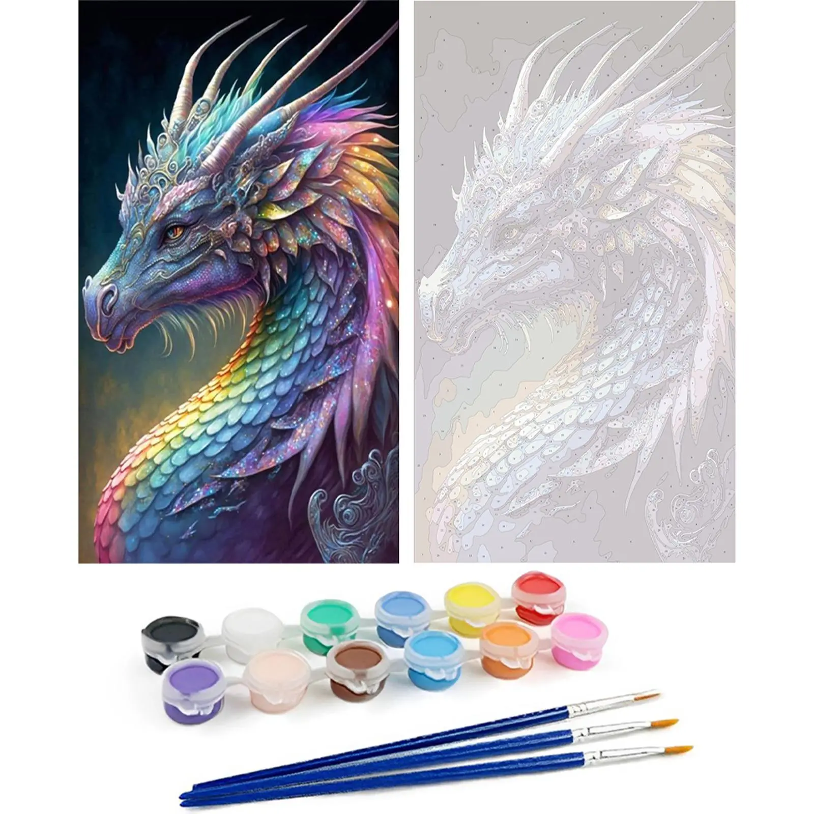 Acrylic Beginners Painting Kit for 3+ Years - 1pc 40x70cm Frameless Canvas Painting by Numbers, DIY Color Craft Gift, Acrylic Material Decoration (Toys & Hobbies Supplies)