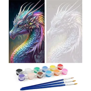 1pc DIY Paint by Number Kit Dragon Frameless Canvas Wall Art Gift Idea 40x70cm