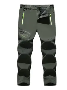 Men's Fleece Lined Pants Black Trousers Waterproof Softshell Pants Winter Outdoor Windproof Thermal Warm 4 Zipper Pocket Elastic Waist Lightweight Bottoms Navy Climbing Traveling Ski / Snowboard Sports Pants