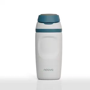 NOOVA 16oz BPA-Free Sand/Teal Water Bottle with Leak-Resistant Straw Lid, Loop, Stylish Reusable Easy-Sip Kids Hydration Cup for Gym, Beach Travel