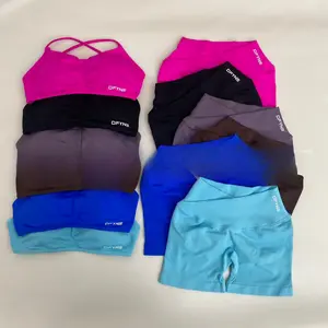 DFYNE New Seamless Cross-Waist Shorts + High-Elastic Bra Two-Piece Set |   Women's Sports Yoga Fitness Set