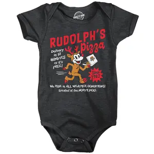 Rudolphs Pizza Baby Bodysuit Funny Sarcastic Christmas Graphic Novelty Jumper For Infants Funny Baby Onesies Christmas Clothes for Baby Funny Food Onesie Novelty Onesie Black -