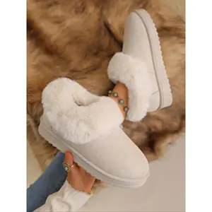 Unisex Fleece Lined Snow Boots, Warm Over-The-Toe Design, Thick Sole Height Increase, Anti-Slip Comfortable Soft Elastic, Home Dorm Shopping, Fuzzy Boots