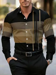 Men's Creative Design Print Shirt, Business Casual Versatile, Fitted Style, All Seasons Wear, Perfect for Any Occasion