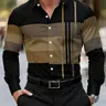 Men's Creative Print Long-Sleeve Collared Button Shirt, Fitted Business Casual Style for All-Season Wear, Collared Shirts