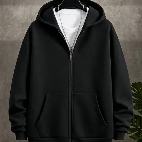 Men's Polyester Plain Hoodie Longsleeves Casual Wear Lightweight Zip Up Hooded Sweatshirt, Navy Blue/Beige/Grey, Autumn Back to School Versatile Fashionable Minimalist Sports Menswear Top