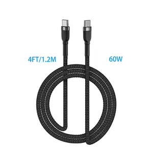 LensGuard USB Type C Charging Cable, 60W Braided 4FT Type C to Type C Cable,4 in 1 Function, 60W Fast Charging, Braided Data Cable, Black and White Connector Cellphone Smartphone Electronic Charger