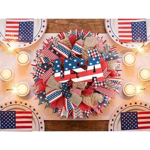 250th Year Patriotic Wreath Decorations, 24 Inch 4th of July Wreaths for Front Door, Red White Blue Spring Door Wreath for Independence Day, Memorial Day for Indoor Outdoor  Unique  holiday home decor