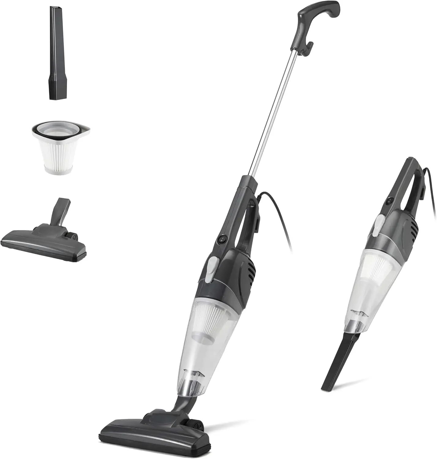 2-in-1 Dual Mode Stick & Handheld Corded Cylinder Vacuum, 300W Motor, 3.9 lbs Lightweight, 0.5L Dust Cup, 19.7-ft Cord, Washable Filter, Crevice Nozzle, Fabric-Safe High-Efficiency Black Vacuum Cleaner, Corded Cylinder Vacuums, Fabric-Safe Cylinder Vacuum