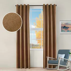 Bohemian Textured Room Darkening Semi-Blackout Curtains, Set of 2, 52" x 108", Brown  - Blue Nile Mills
