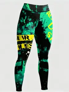 1. Teal tie-dye ultra-modern, stylish unisex couple’s trousers; high-stretch, high-waisted, fashionable holiday and beachwear printed leggings; stylish sports and leisure leggings for adults, suitable for the gym and outdoor activities