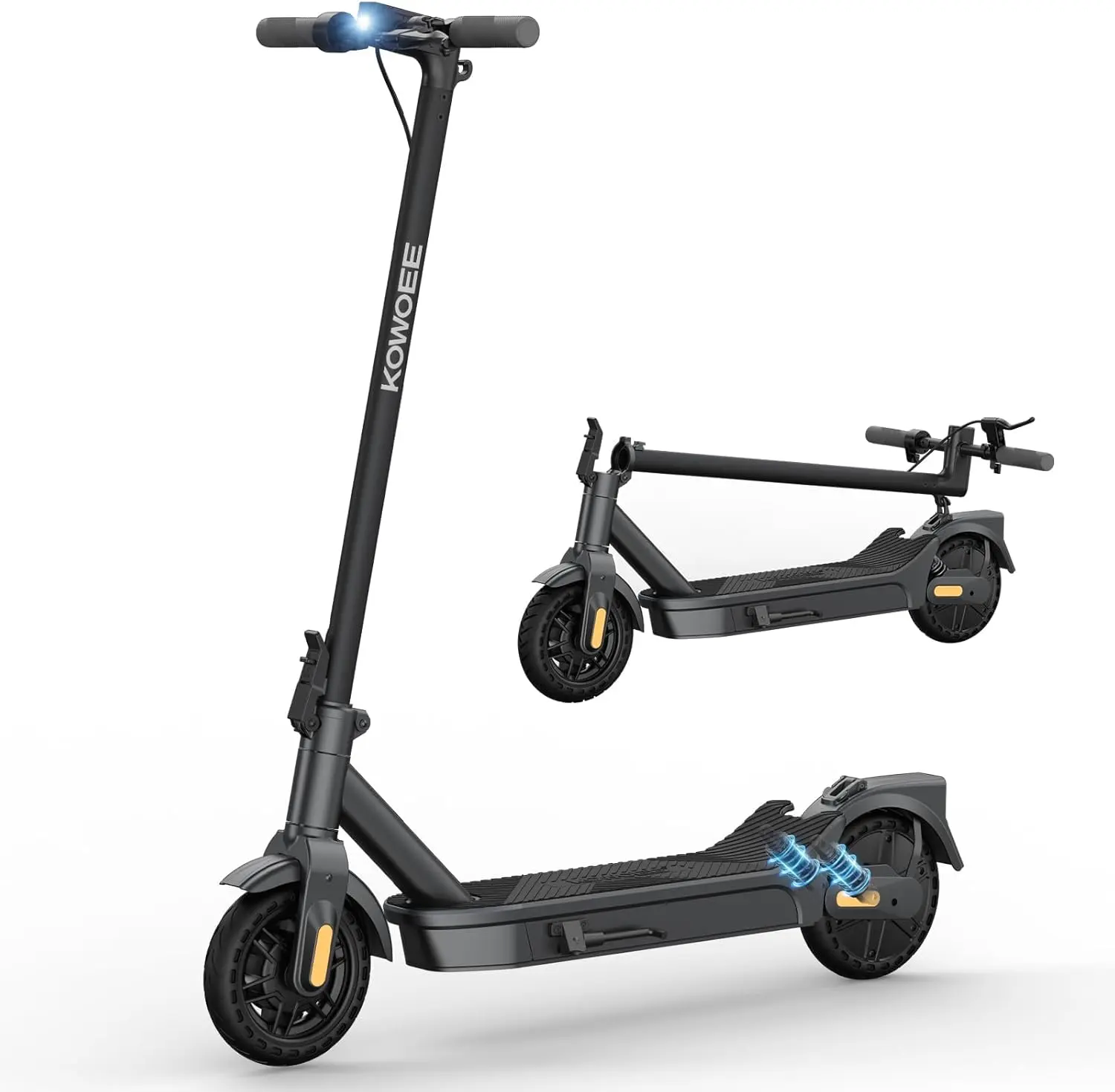 Folding Motorized Commuting Scooter - 8.5"/10" Solid Tires, 1000W/500W Powerful Motor, 19/21 Mph, 20/80 Mi Max Range, Dual Suspension, App Controlled Electric Scooter, Father's Day Gift Option, App Controlled Scooter