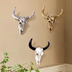 Nordic Viking Culture Animal Skull Decoration Hanging Ornament, Interior Wall Decor, Resin Material Realistic Animal Sheep Skull Wall Hanging