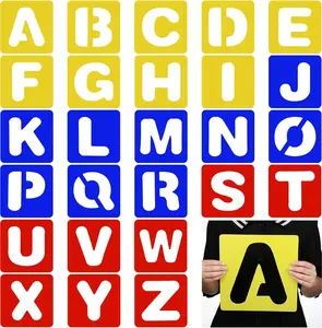 26 Pieces Alphabet Stencils Set Plastic Letter Stencils for Painting Learning, DIY Craft Decoration (12 x 12 Inches)