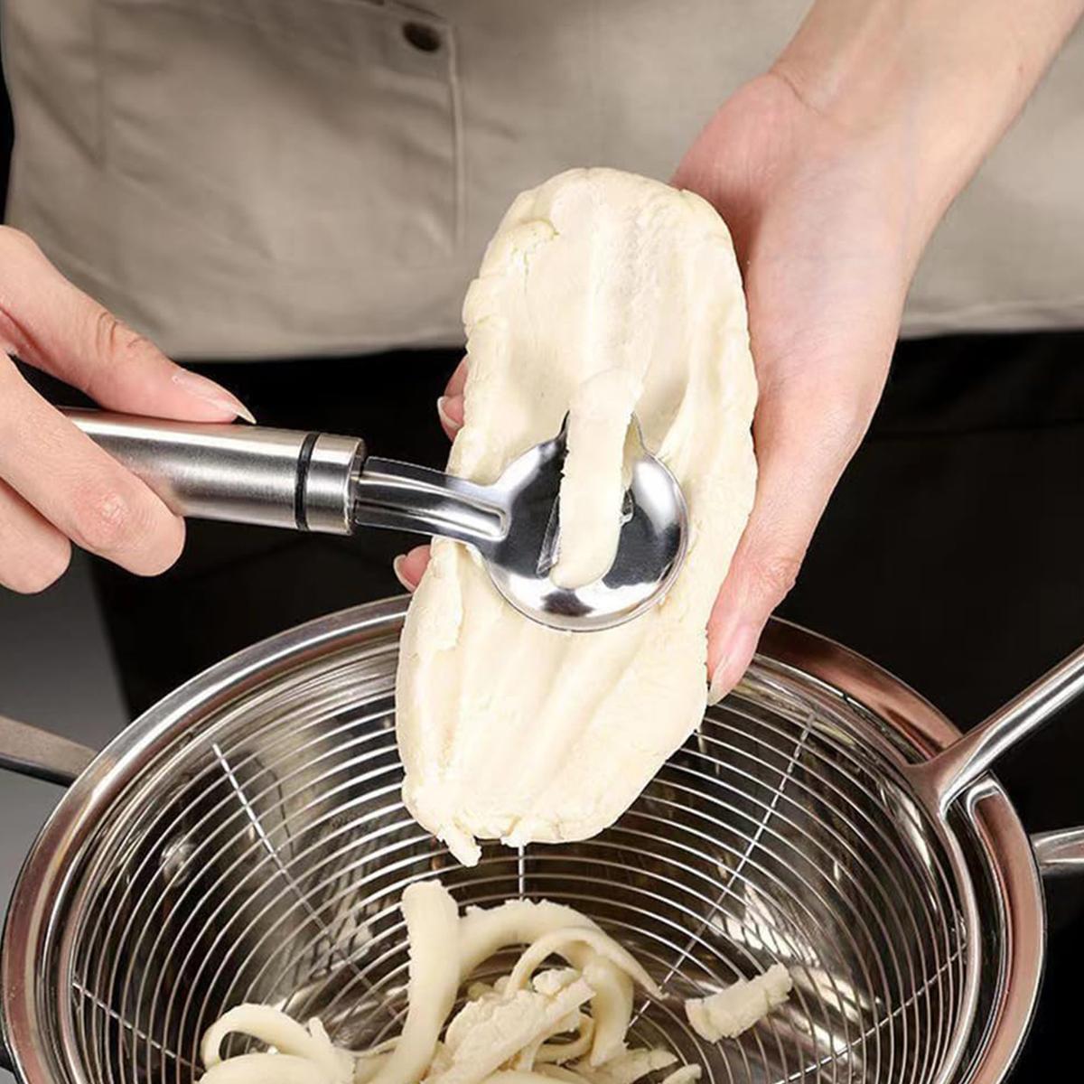 3pcs Stainless Steel Peeler  Multi-Purpose Kitchen Gadget, Cactus Peeler, Noodle Cutter & Scoop, Durable Easy-Grip