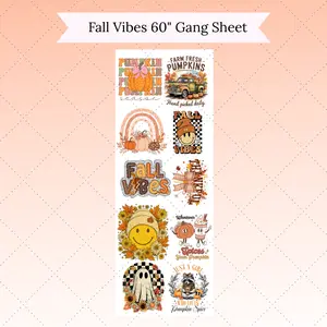 60" Direct To Film Gang Sheet - 10 Designs Included, Instant Release, High-Quality DTF Transfers for Durability & Feel