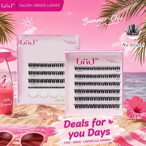 UiiUKK Glue-Free DIY Lash Kit Press on Lash No Glue Lash Self-Adhesive Eyelash Kit Individual Lashes Friendly Makeup Cosmetic Eyelashes with Tweezers 48 Pcs FDA Qualified Reusable Glam Looks beach essentials