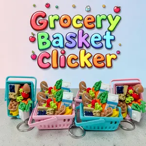 Mini Grocery Basket Clicker Keychain | 3D Printed Fidget Toy | Cute Food Basket Keyring | Sensory Clicker Toy | Gift for Kids & Adults