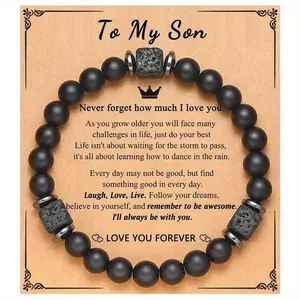 Exquisite Black Beads Bracelet, Inspirational Birthday Christmas Gift For Son, "Believe In Yourself You Are The Best"