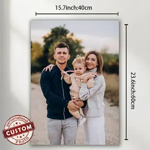 Personalized Photo Canvas Print with Pine Wood Frame - Custom Picture Frame for, s,, Family Portraits - Upload Your Own Photo, Name & Date