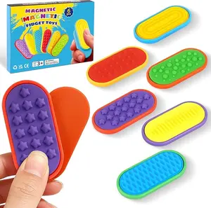 Sensory Fidget Magnet Toys for Kids: Silicone Magnetic Sliders Stress Fidgets for Autism, Stress Small Texture Fidget Toys for Classroom Prizes, Adults Office Desk / Portable Travel Must Haves, Gifts