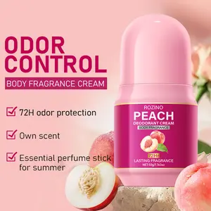ROZINO Peach Deodorant Cream 72H Odor Protection Solid Body Fragrance with Personal Scent Essential Perfume Stick for Summer