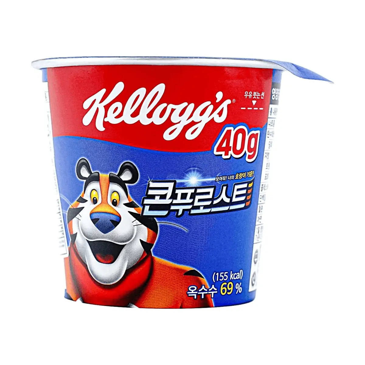 Kellogg's Korean Corn Flakes Cup 40g - Instant Cereal Breakfast, 69% Corn Content, Easy & Quick Meal