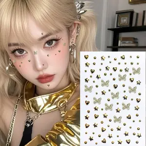Xoriginal Gold Butterfly Fake Piercing Stickers - Dainty 3D Elegance, Whimsical & Mystical Aura - No-Poke Adhesive Bling for Ear, Nose