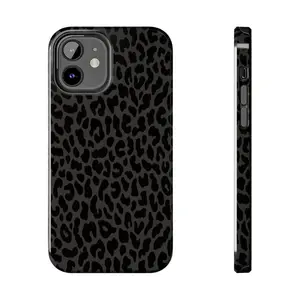 Leopard Black Tough Phone Case, Iphone 16 15 14 13 12 11 Phone Case