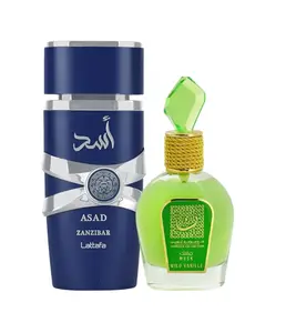 2 Pack of Lattafa Asad Zanzibar for Men 3.4 Ounce by Lattafa and Musk Wild Vanille Eau De Parfum 3.4 Ounce