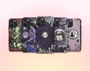 Whimsigoth Witchy Aesthetic Phone Case for iPhone 17 16 15 14 13 12 Pro Max Plus - Celestial Moon & Black Cat Cover - Dark Cottagecore Accessories