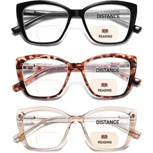 Fashion frame Bifocal Reading Glasses Women Cat Eye Oversized Blue Light Blocking Computer Readers Designer Clear Top Eyewear