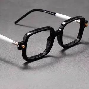 1pc Vintage Square Reading Glasses for Men, Polycarbonate Frame, Presbyopia Eyewear with Diopter +1.00 to +4.00, Thicker Temple Design, Light Blocking Optical Glasses