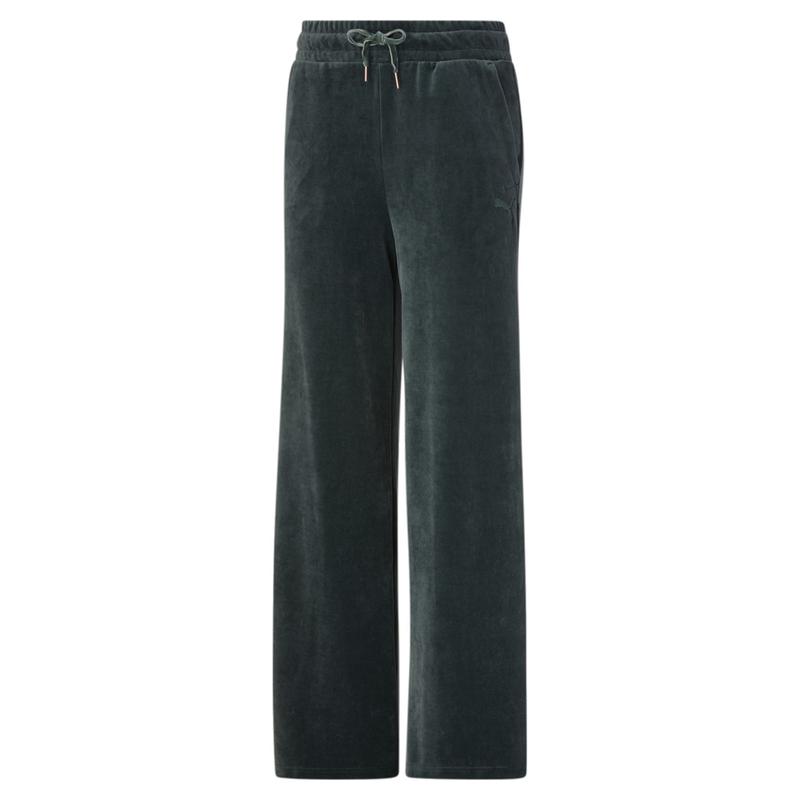 PUMA Womens Her Velour Wide Drawstring Pants Casual Drawstring - Green