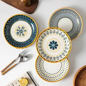 Ceramic Plate Set, Modern Style Dinner Plate, Household Tableware for Home Kitchen Dining Room Picnic Party, Ceramic Dish Set