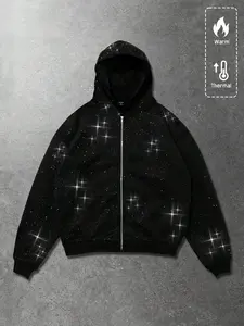 Men's Hooded Colorblock Cardigan Sweatshirt, Spring & Fall Casual Fitted Design, Street Style Unisex Jacket for Daily Wear