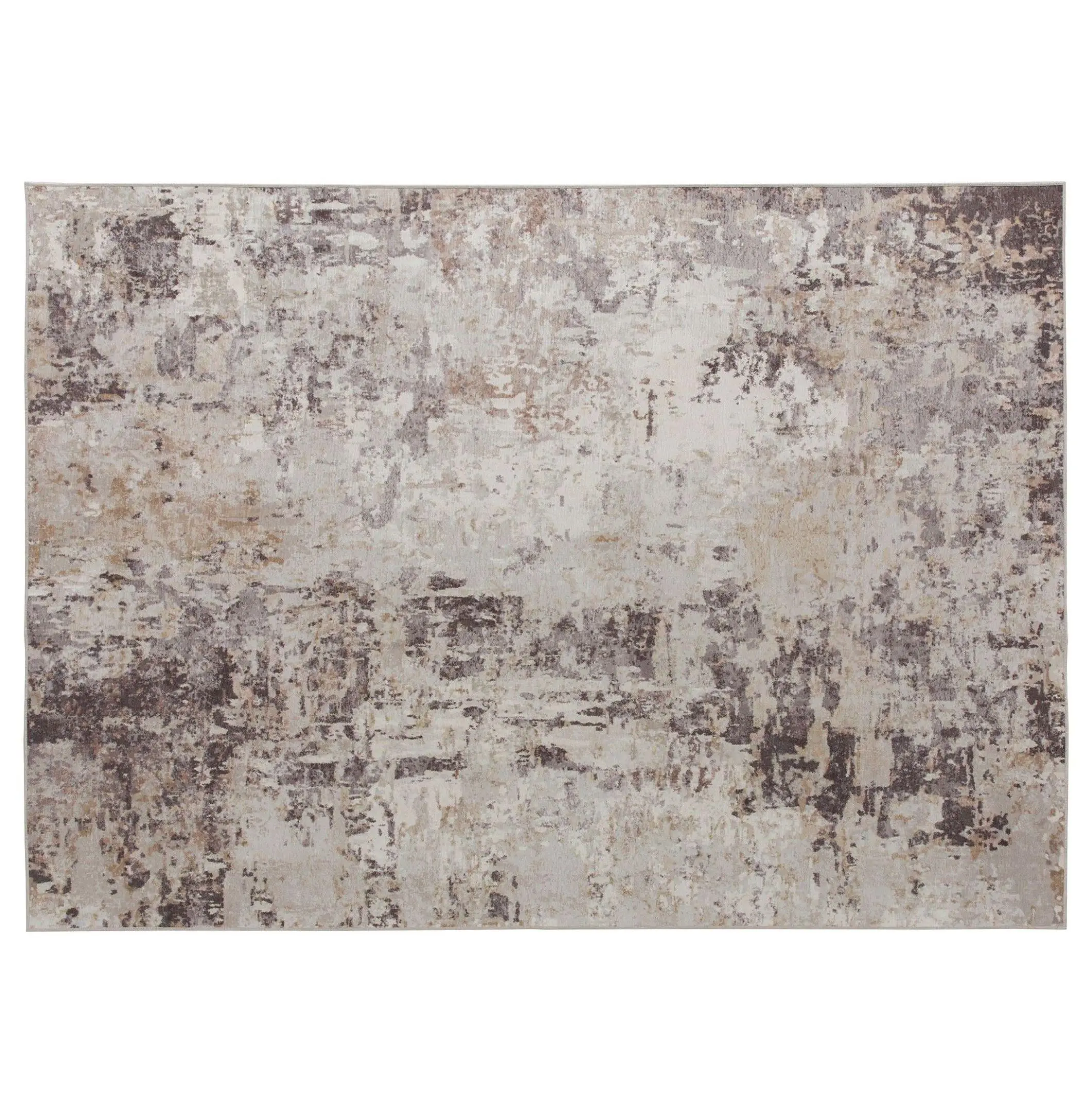 Rectangular 5x7 Area Rug, Machine Washable Non-Slip Modern Abstract Chenille Carpet, Soft Mixed-Brown Rug for Living Room, Bedroom