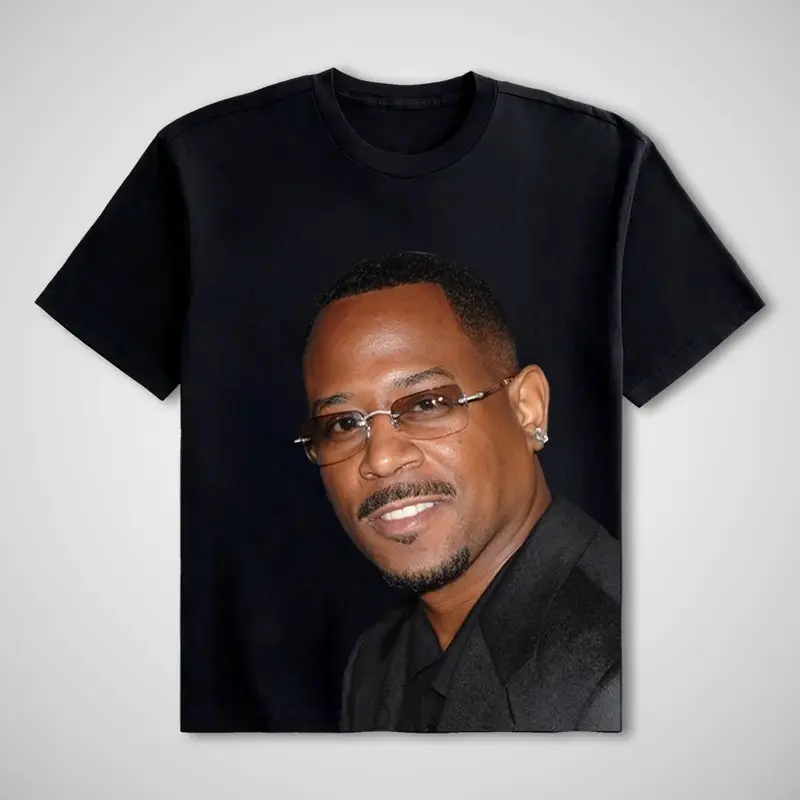 Women's Martin Lawrence Graphic Print Cotton T-Shirt - Casual Fitted Crew Neck Short Sleeve Top, Normal Type, Basic Look, All Seasons Clothes, 2XL, 3XL, 4XL, 5XL, Digital Print