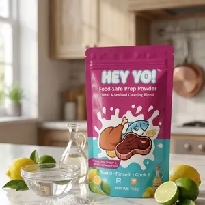 HEY YO! HEY YO!Food-Safe Prep Powder Meat &Seafood Cleaning Blend 150g .Natural Powder made with Salt, Lemon & Vinegar & Lime
