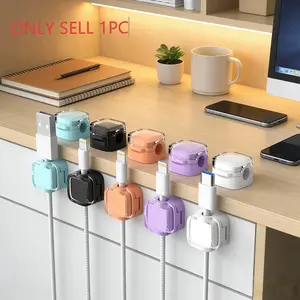 6 Pack Cord Organizer Holder, Strong Adhesive Desk Cable Management Magnetic Easy Open,Organize Phone Charging Cords Wire Holder Organizer Neatly Desk Accessories for Home,Office,Car,Desk,Nightstand