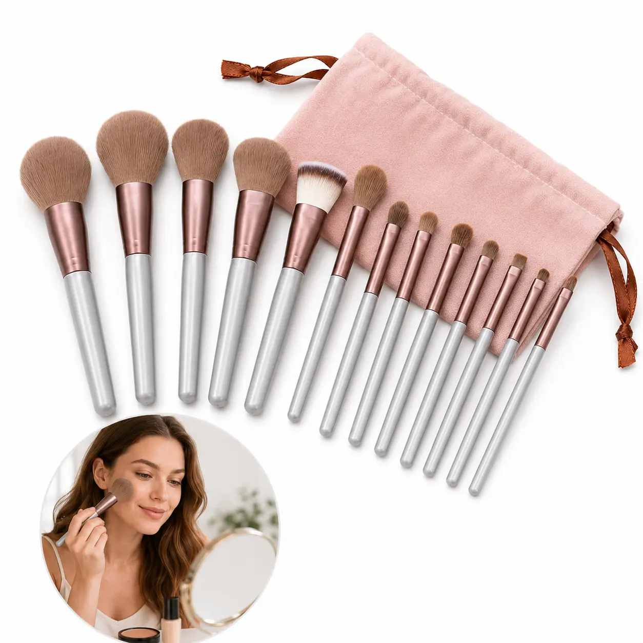 13PCS Makeup Brush Set, Soft Synthetic Makeup Brushes for Foundation Blush Eyeshadow Powder, Complete Beauty Tools Kit for Women